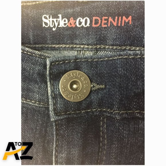 Style & Co Denim Womens Pants SIze 8 Petite Straight Leg Ankle Pockets Flower - Picture 8 of 13